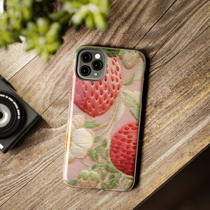 Red Berry Strawberries - Embroid Fruit - Healthy Crop Feast Food Design - Tough Phone Cases