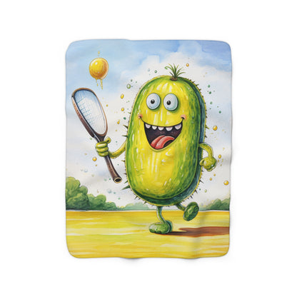 Pickleball Sport: Athletic Pickle Playing Game with Net and Paddle - Sherpa Fleece Blanket