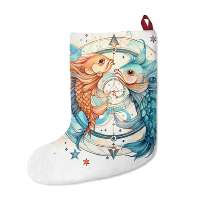 Pisces Zodiac Horoscope - Starry Watercolor & Ink, Hyper-Detailed Fish - Christmas Stockings