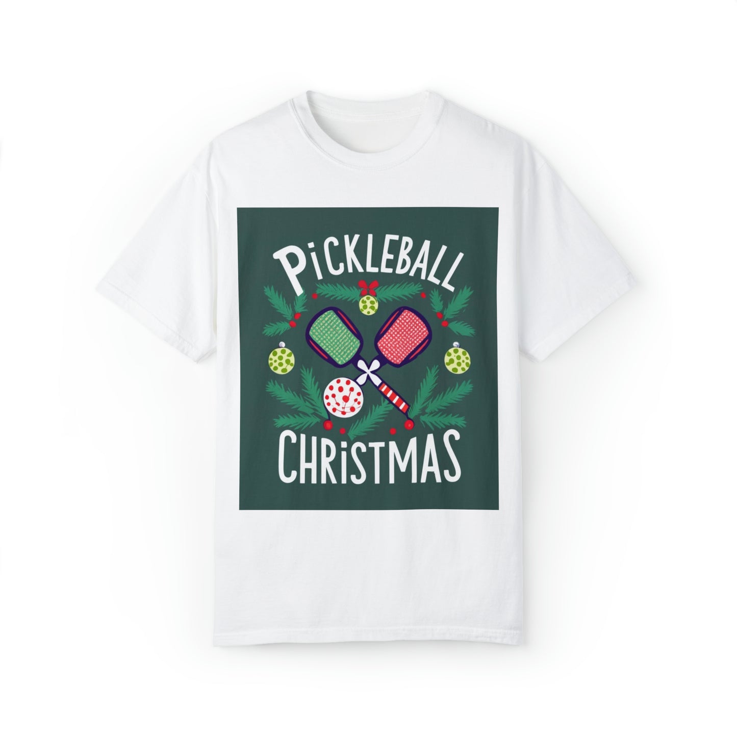 Pickleball Christmas - Camiseta unisex teñida de prendas 