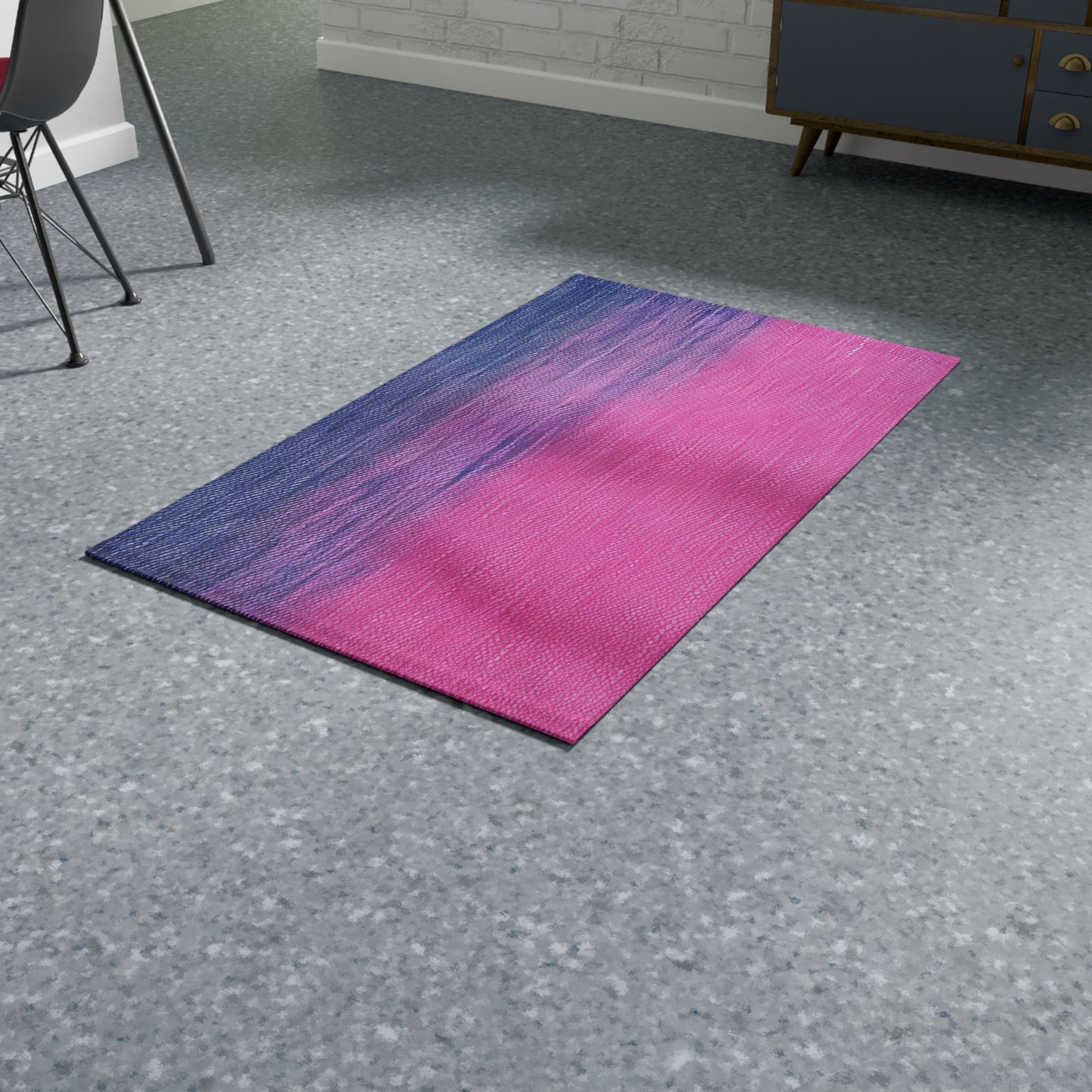 Dual Delight: Half-and-Half Pink & Blue Denim Daydream - Dobby Rug