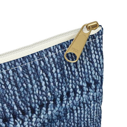 Indigo blue jean Denim Design Pattern Style - Accessory Pouch