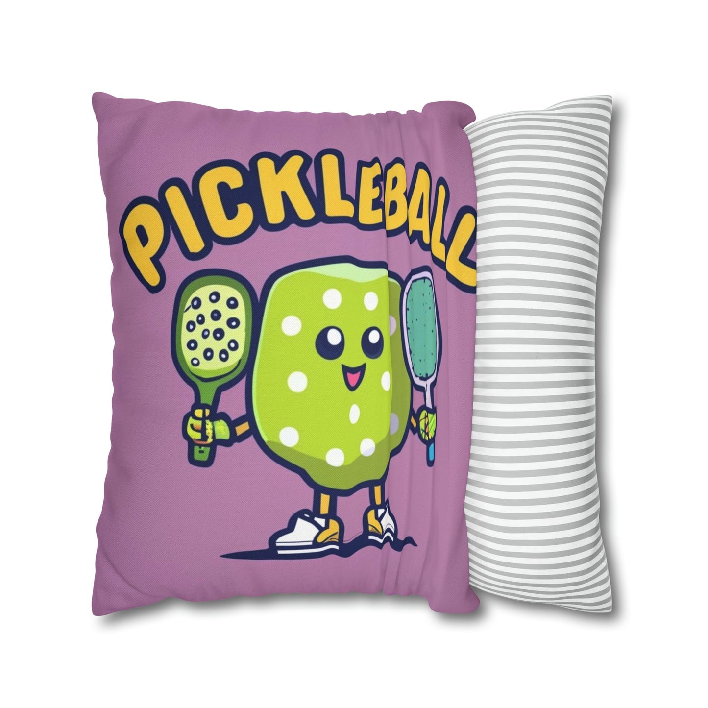 Pickleball Anime kawaii - Gráfico de dibujos animados - Personaje deportivo - Funda de almohada cuadrada de poliéster hilado 