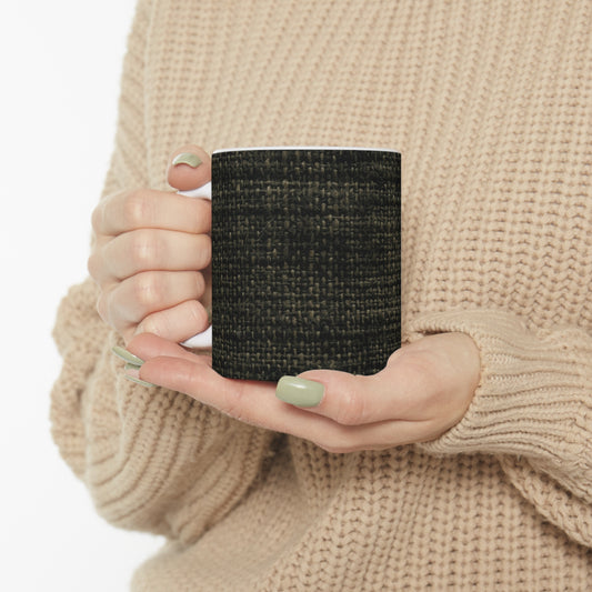 Sophisticated Seamless Texture - Black Denim-Inspired Fabric - Ceramic Mug 11oz