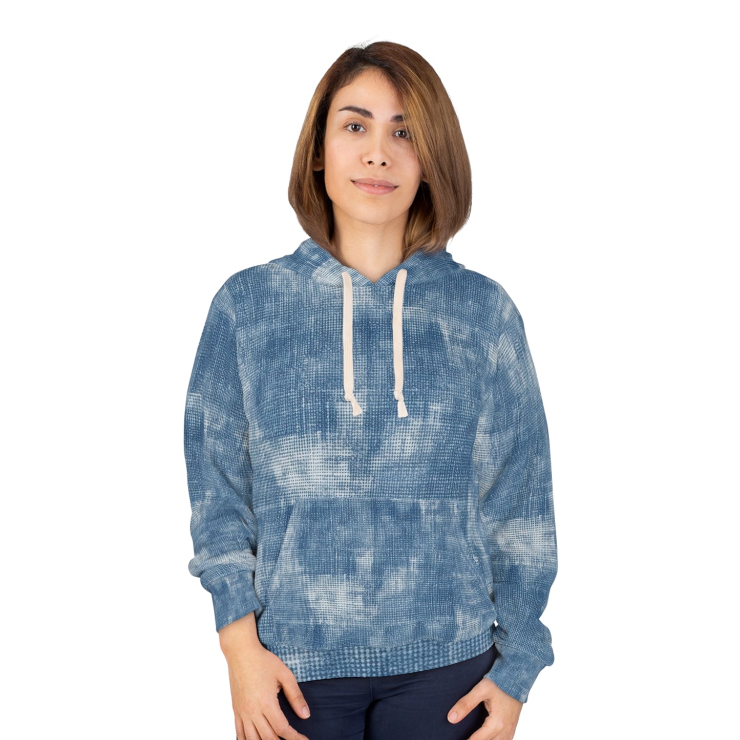 Azul descolorido descolorido: tela de estilo inspirada en la mezclilla - Sudadera con capucha unisex (AOP)