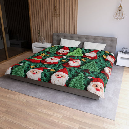 Santa Claus Crochet Pattern, Christmas Design, Festive Holiday Decor, Father Christmas Motif. Perfect for Yuletide Celebration - Microfiber Duvet Cover