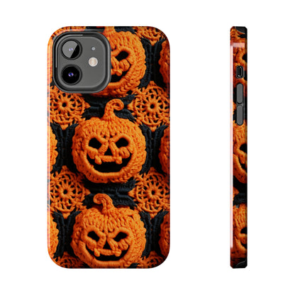 Halloween Crochet Pumpkin Scary Horror Festive Holiday Pattern - Tough Phone Cases