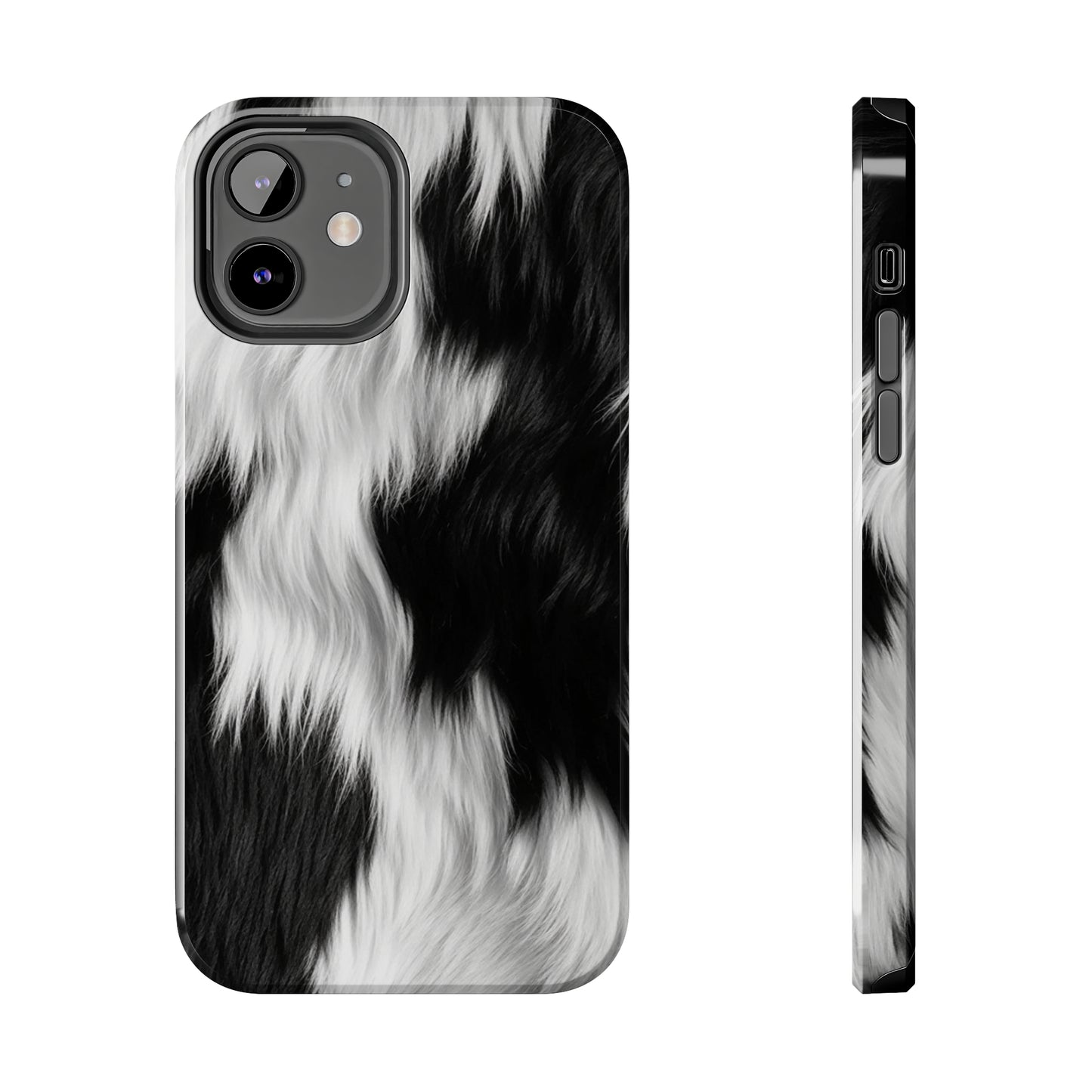 Cowhide on Hair Leather - Black and White - Designer Style - Tough Phone Cases