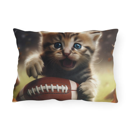 Football Kitten Touchdown: Tabby's Winning Play Sport Game - Outdoor Pillows