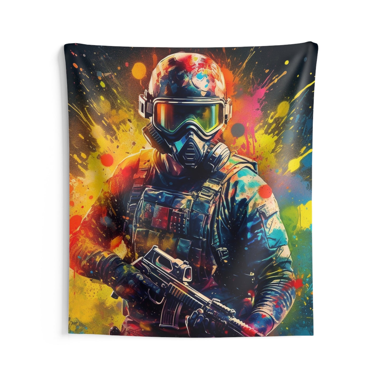 Paintball Game Sport: Professional Action Shot Target Player - Indoor Wall Tapestries