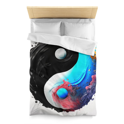 Yin Yang Symbol, Colorful Paint Style - Artistic Decor - Microfiber Duvet Cover