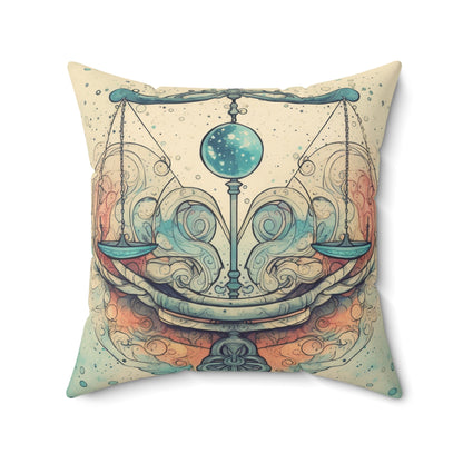 Libra Zodiac - Astrology Sign Street Art Equilibrium in Pastels - Spun Polyester Square Pillow