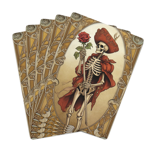 Tarot de Cartas de la Muerte - Esqueleto, Rosa y Viaje de Transformación - Cartas de Póquer