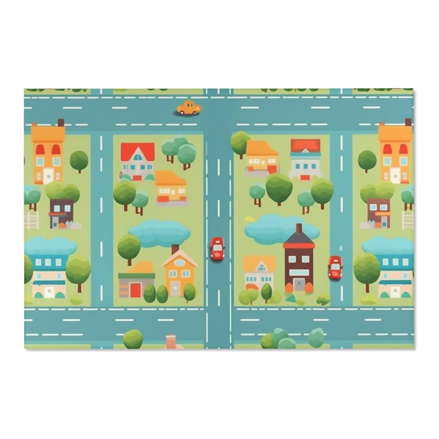 Colorful Kids' Area Rug: Town Car Pattern, Various Sizes, 100% Polyester