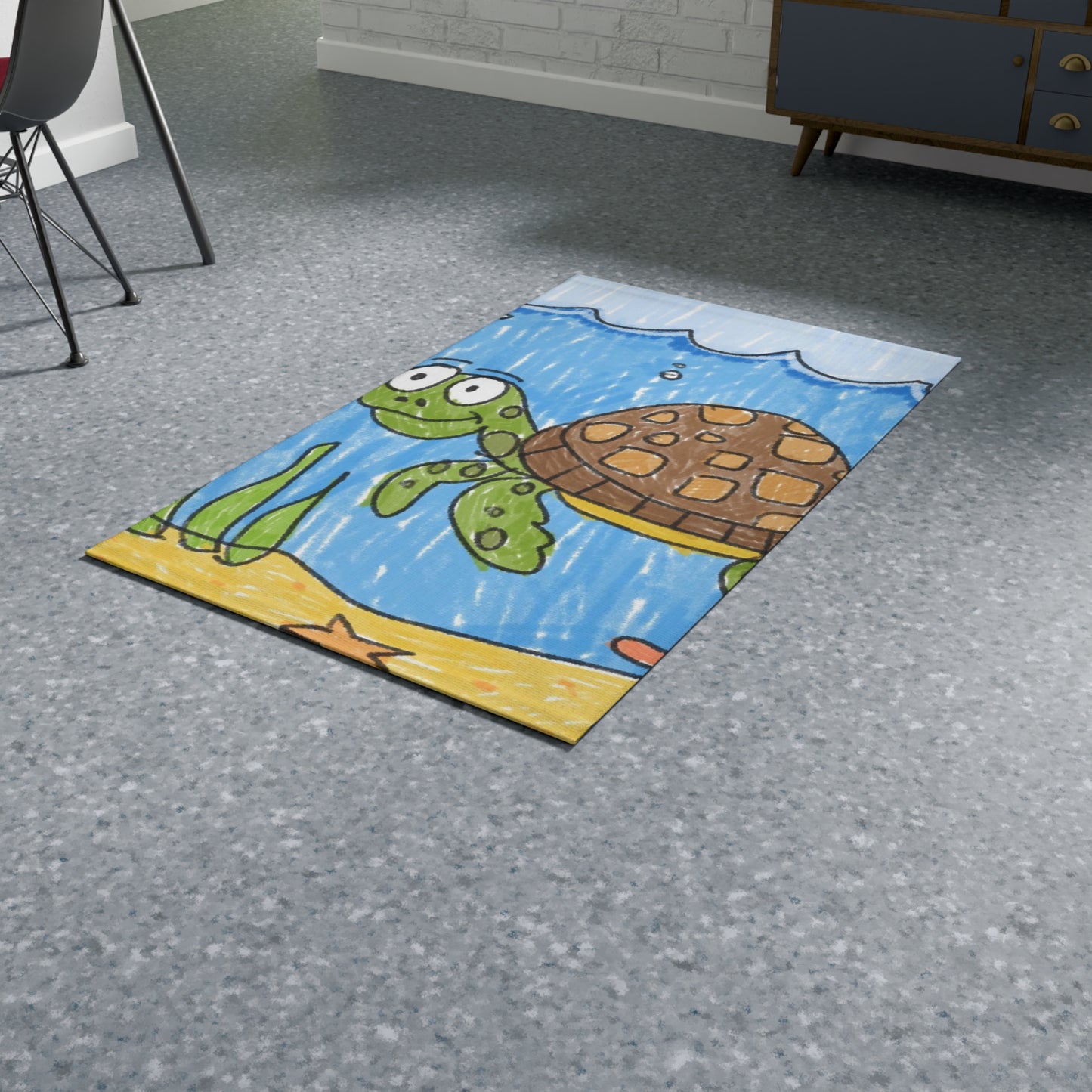 Sea Turtle Beach Sand Ocean Dobby Rug