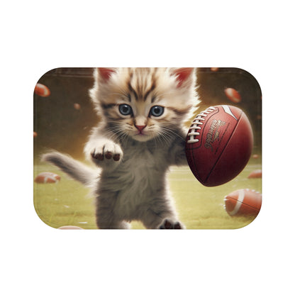 Football Kitty Fantasy: Feline Cat American Sport Quarterback - Alfombra de baño