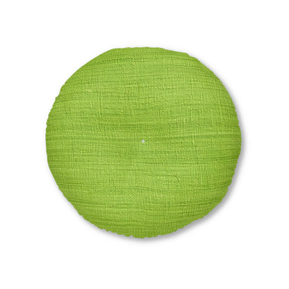 Lush Grass Neon Green: estilo de tela primaveral inspirado en la mezclilla - Almohada de piso capitoné, redonda