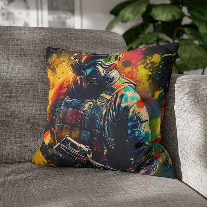 Paintball Game Sport: Professional Action Shot Target Player - Spun Polyester Square Pillow Case