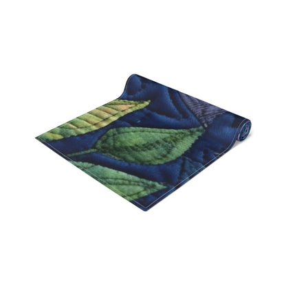 Floral Embroidery Blue: Denim-Inspired, Artisan-Crafted Flower Design - Table Runner (Cotton, Poly)