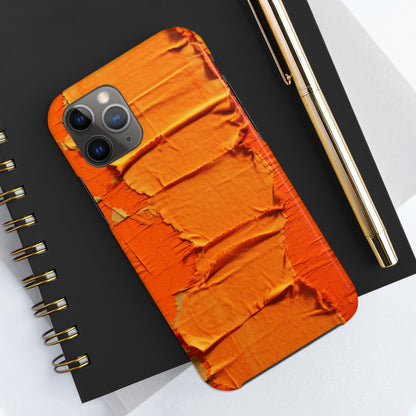 Fiery Citrus Orange: Edgy Distressed, Denim-Inspired Fabric - Tough Phone Cases