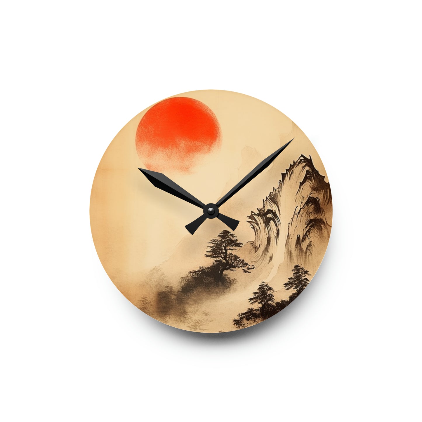 Japanese Mountain Sun Acrylic Wall Clock