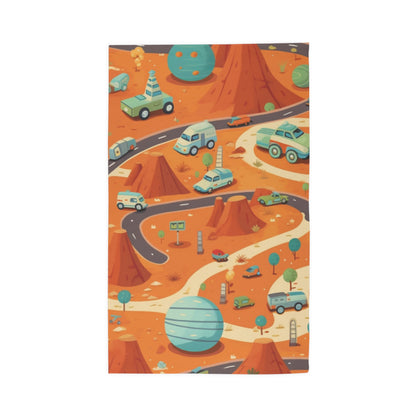 Galactic Adventure Dobby Rug: Mars Roadway Space Theme, Durable, 100% Polyester