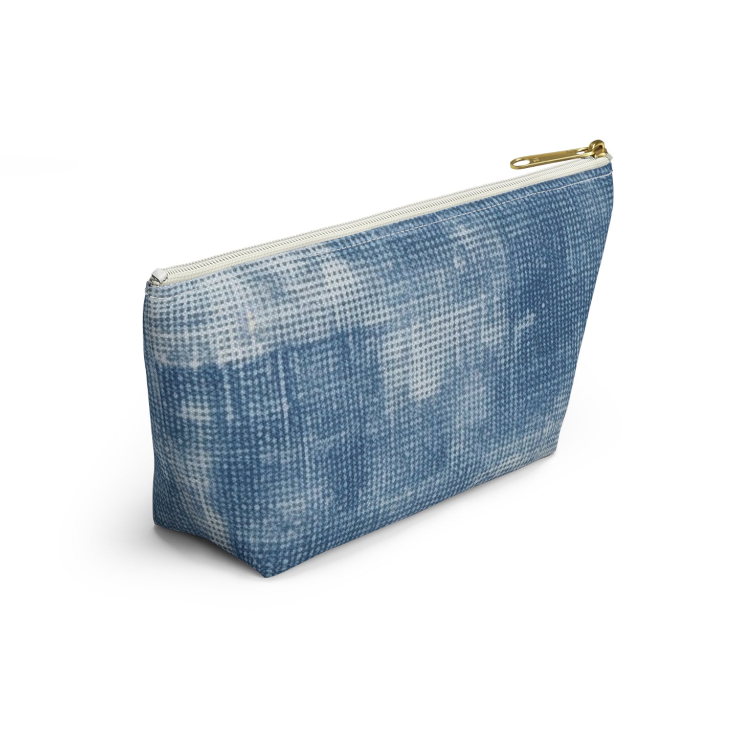 Faded Blue Washed-Out: Denim-Inspired, Style Fabric - Accessory Pouch w T-bottom