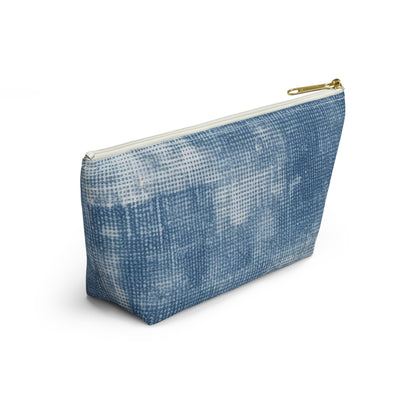 Faded Blue Washed-Out: Denim-Inspired, Style Fabric - Accessory Pouch w T-bottom