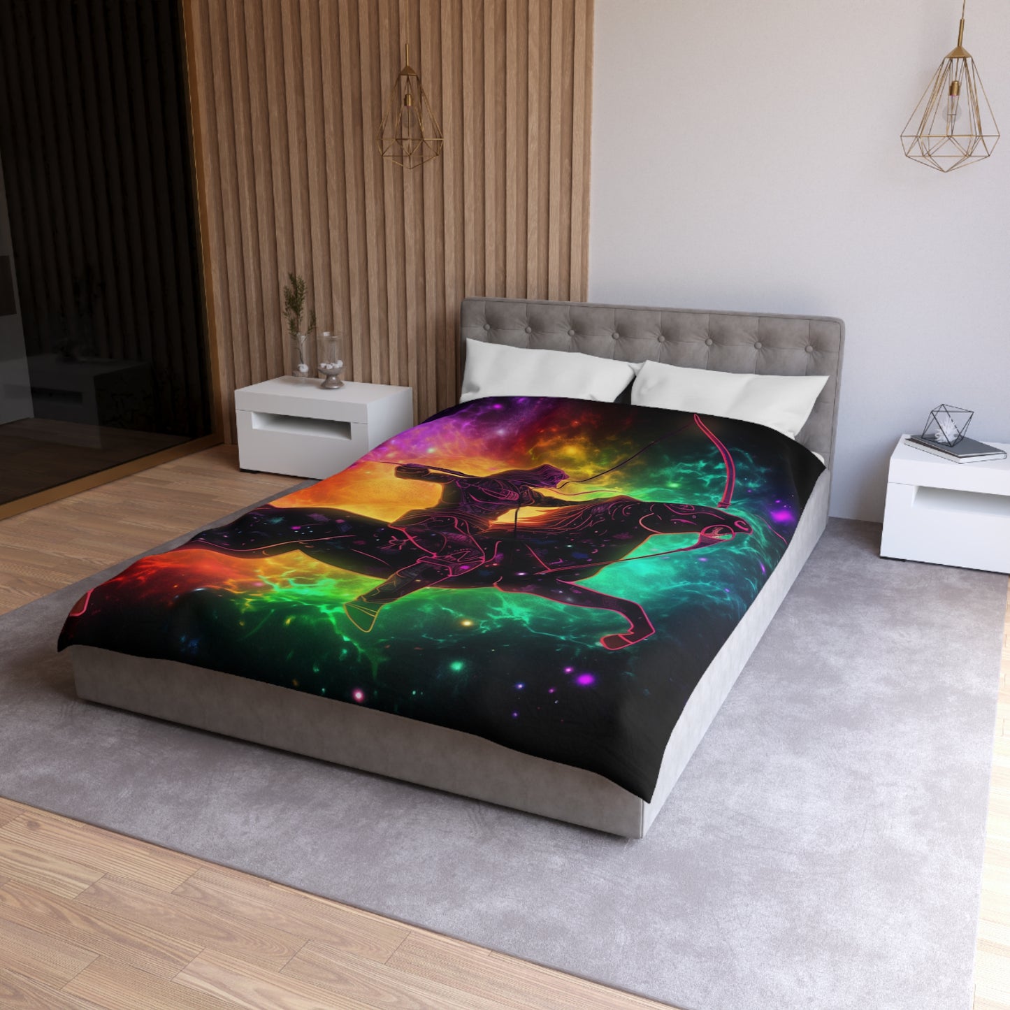 Colorful Sagittarius Zodiac Sign - Star Universe Theme - Microfiber Duvet Cover