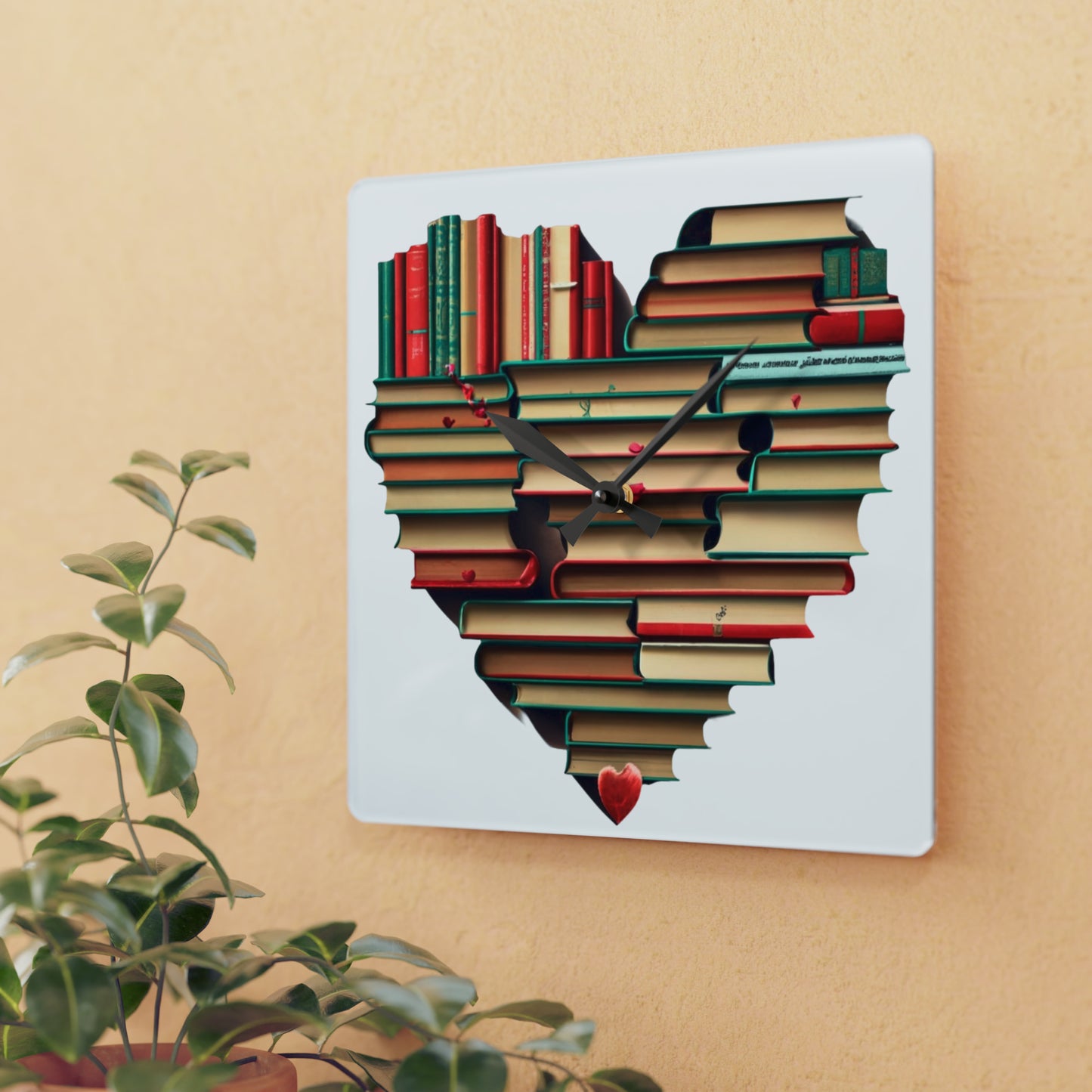 Book Read Heart - Acrylic Wall Clock