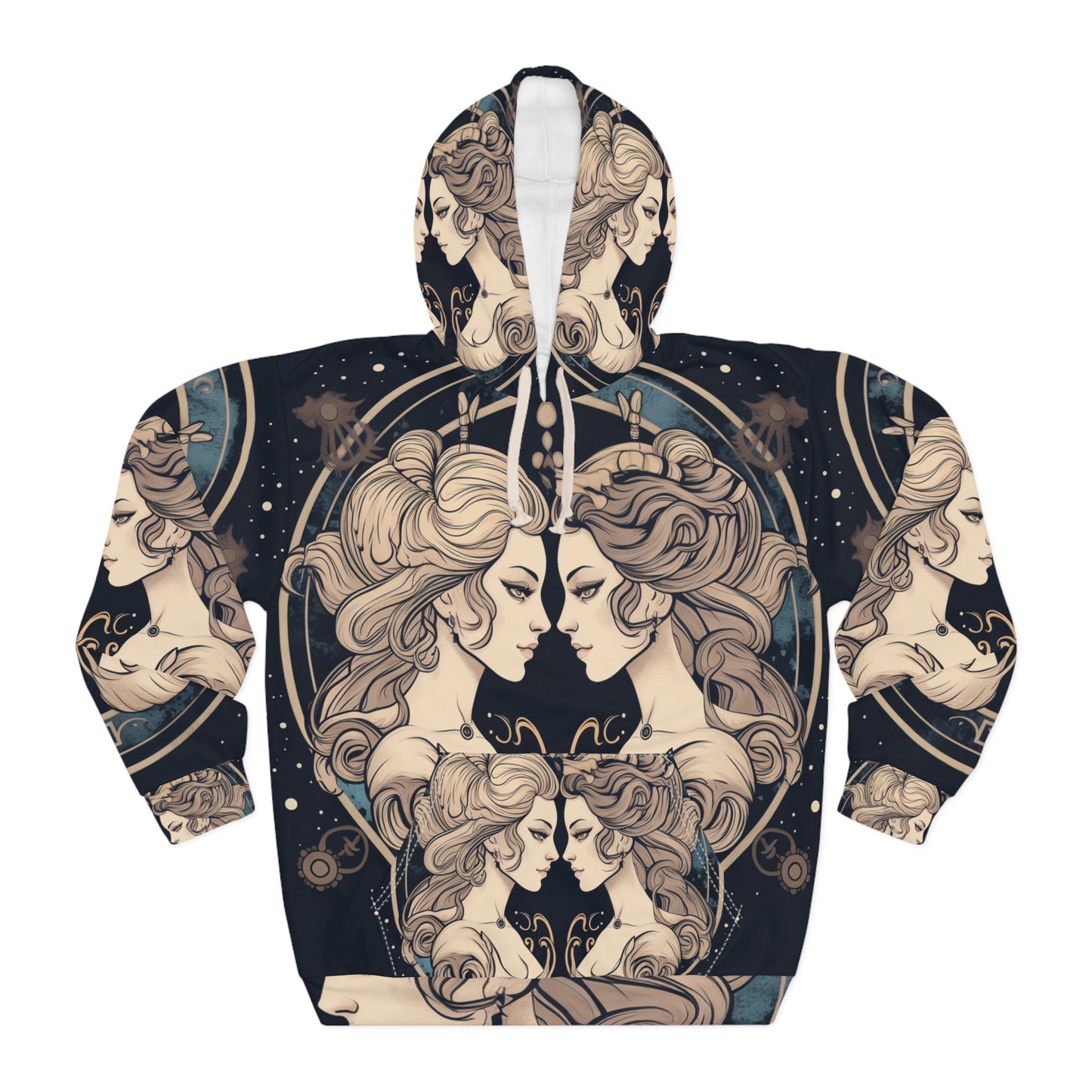 Duality of Gemini - Expressive Twins Zodiac - Unisex Pullover Hoodie (AOP)