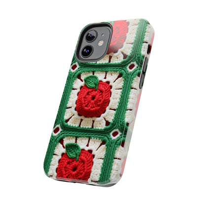 Apple Granny Square Crochet Pattern: Wild Fruit Tree, Delicious Red Design - Tough Phone Cases