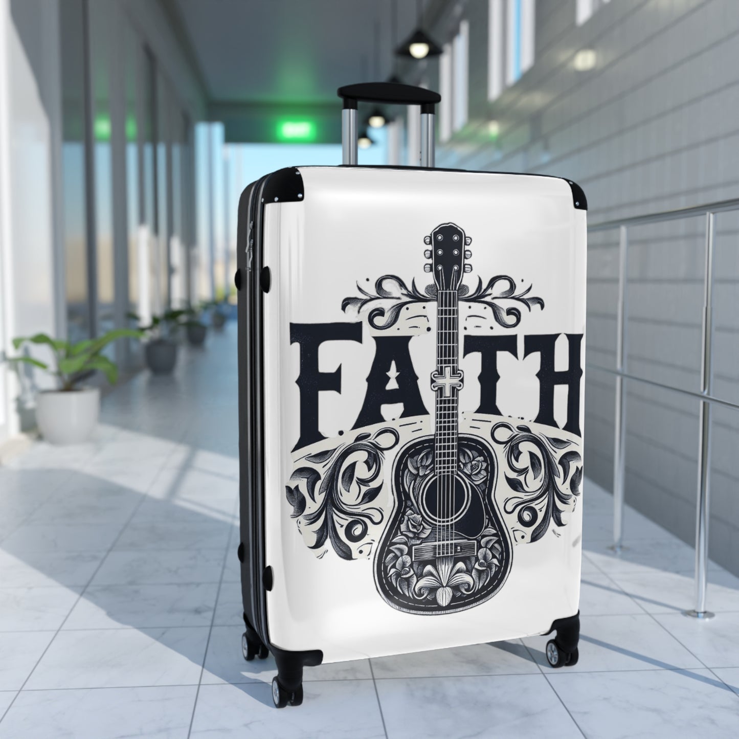 Guitar Cross Faith - Christian Gift, Love and Grace, Faithful, Jesus - Suitcase