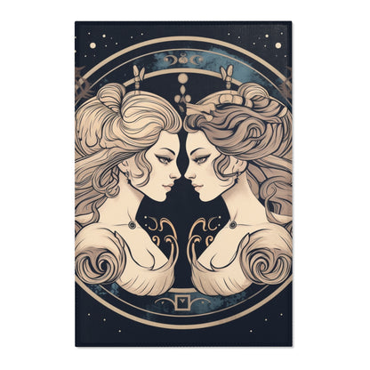 Duality of Gemini - Expressive Twins Zodiac Astrology - Area Rugs