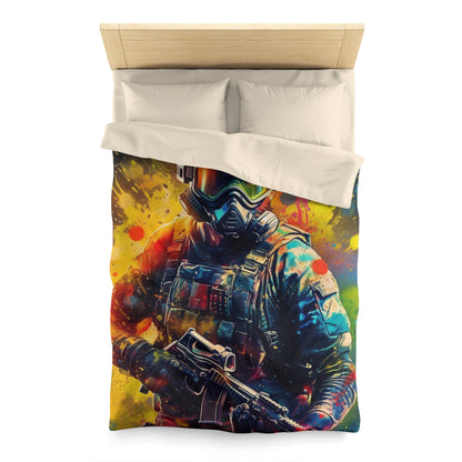 Paintball Game Sport: Professional Action Shot Target Player - Microfiber Duvet Cover