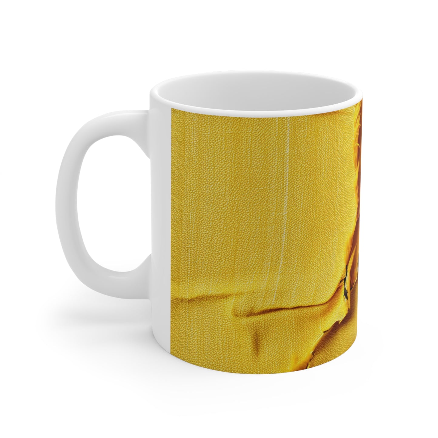 Banana Yellow Lemon: Bold Distressed, Denim-Inspired Fabric - Ceramic Mug 11oz