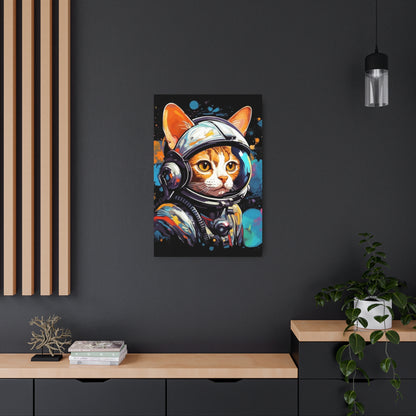 Astro Cat Adventure Feline - Pop Art, Floating in Cosmic Space - Metal Art Sign