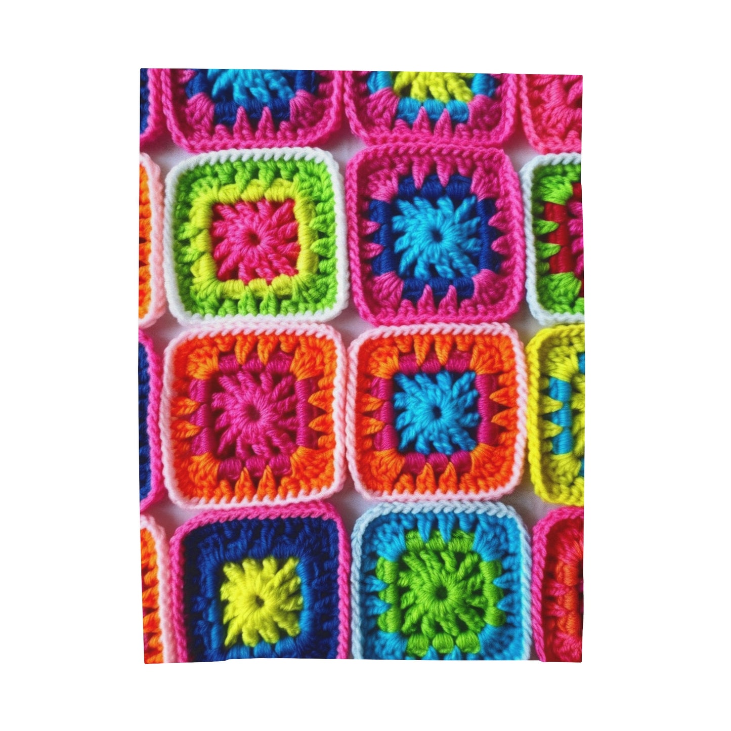 Crochet Granny Square, Algodón de Verano, Patchwork, Diseño Floral Retro, Algodón de Ganchillo - Manta de Felpa de Pana 