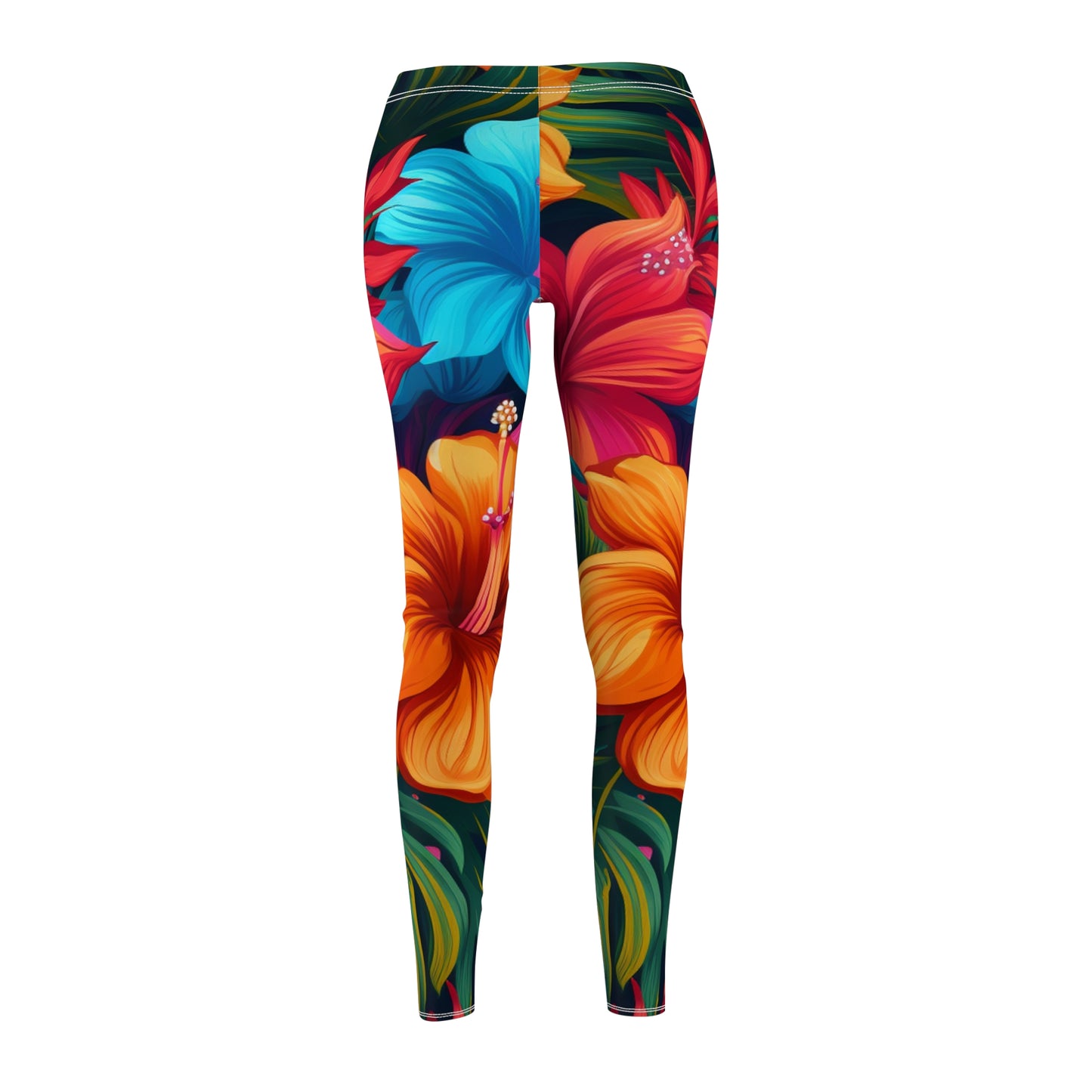 Hawaiian-Inspired Tropical Floral Pattern Design Women's Cut & Sew Casual Leggings (AOP)