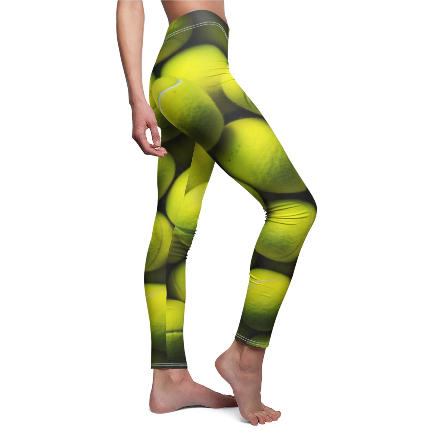 Tennis Ball Sport: Athlete Court Action, Rally & Serve - Women's Cut & Sew Casual Leggings (AOP)