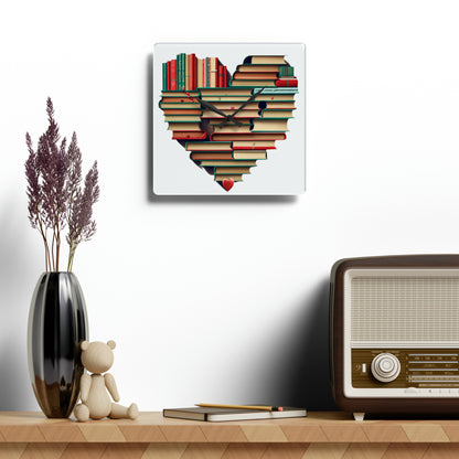 Book Read Heart - Acrylic Wall Clock