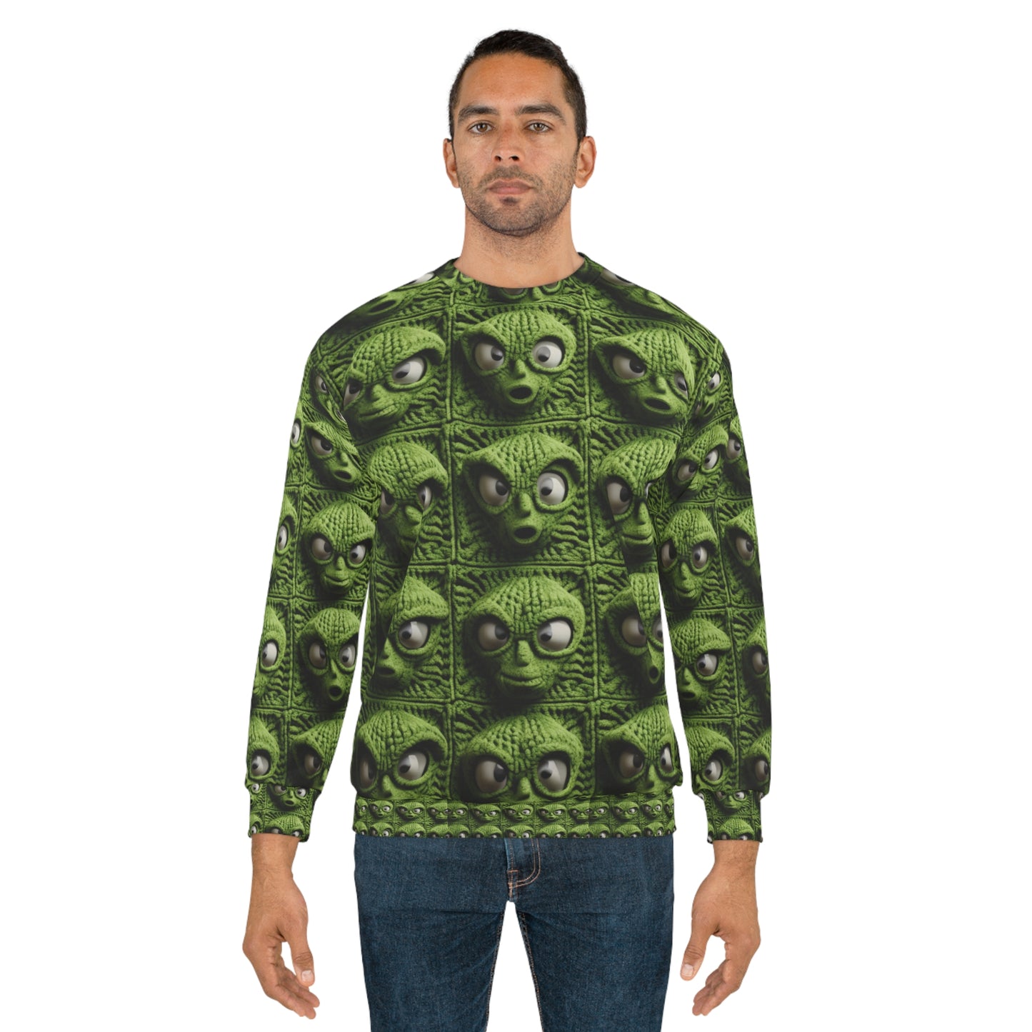 Alien Granny Square Crochet - Galacitc Space Sci fi Fantasy Theme - Unisex Sweatshirt (AOP)