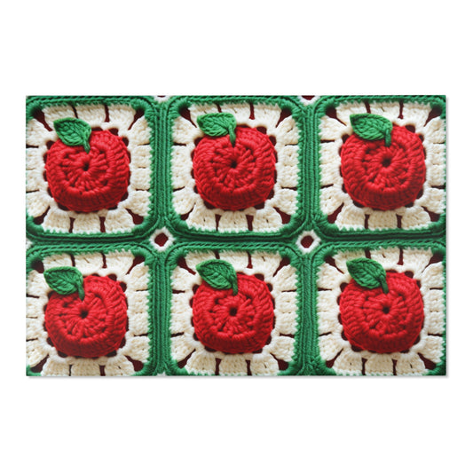 Apple Granny Square Crochet Pattern: Wild Fruit Tree, Delicious Red Design - Area Rugs