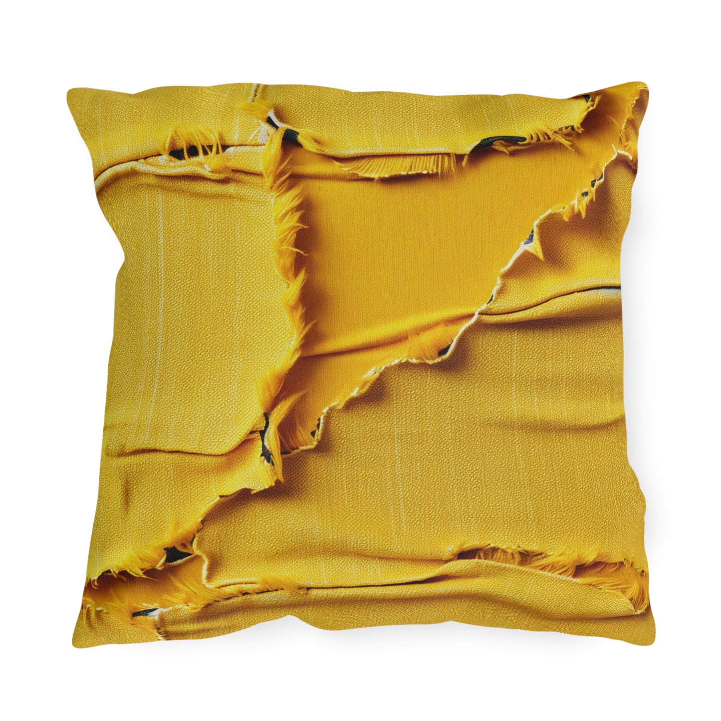 Banana Yellow Lemon: Bold Distressed, Denim-Inspired Fabric - Outdoor Pillows