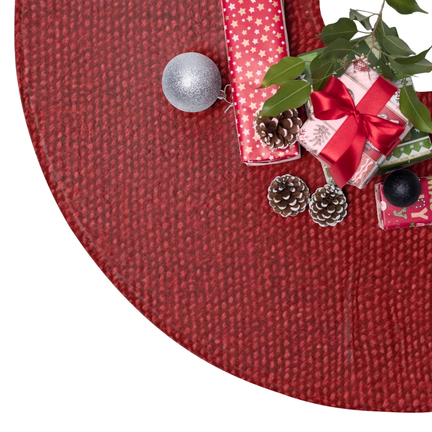 Bold Ruby Red: Denim-Inspired, Passionate Fabric Style - Christmas Tree Skirts