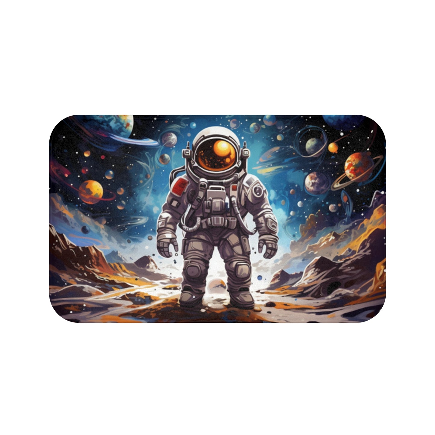 Galactic Voyage: Astronaut Journey in Celestial Star Cosmic Exploration - Bath Mat