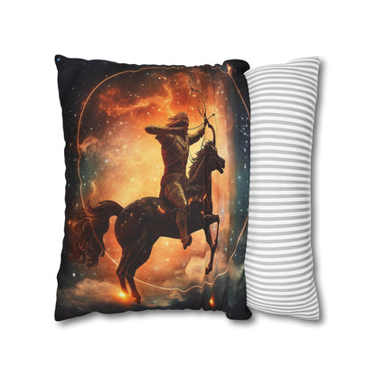 Sagittarius Constellation Totem - Archer in Action Zodiac Symbol - Spun Polyester Square Pillow Case