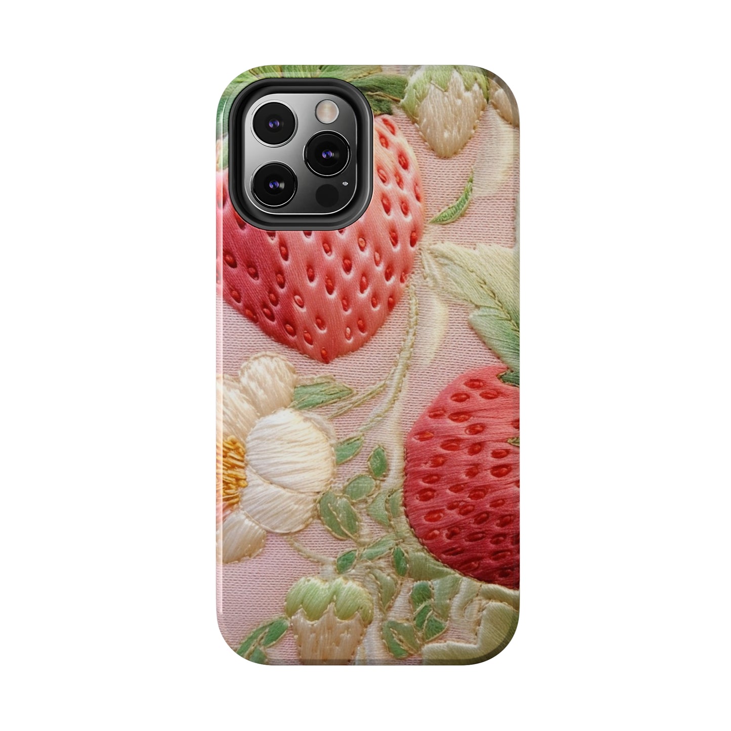 Red Berry Strawberries - Embroid Fruit - Healthy Crop Feast Food Design - Tough Phone Cases