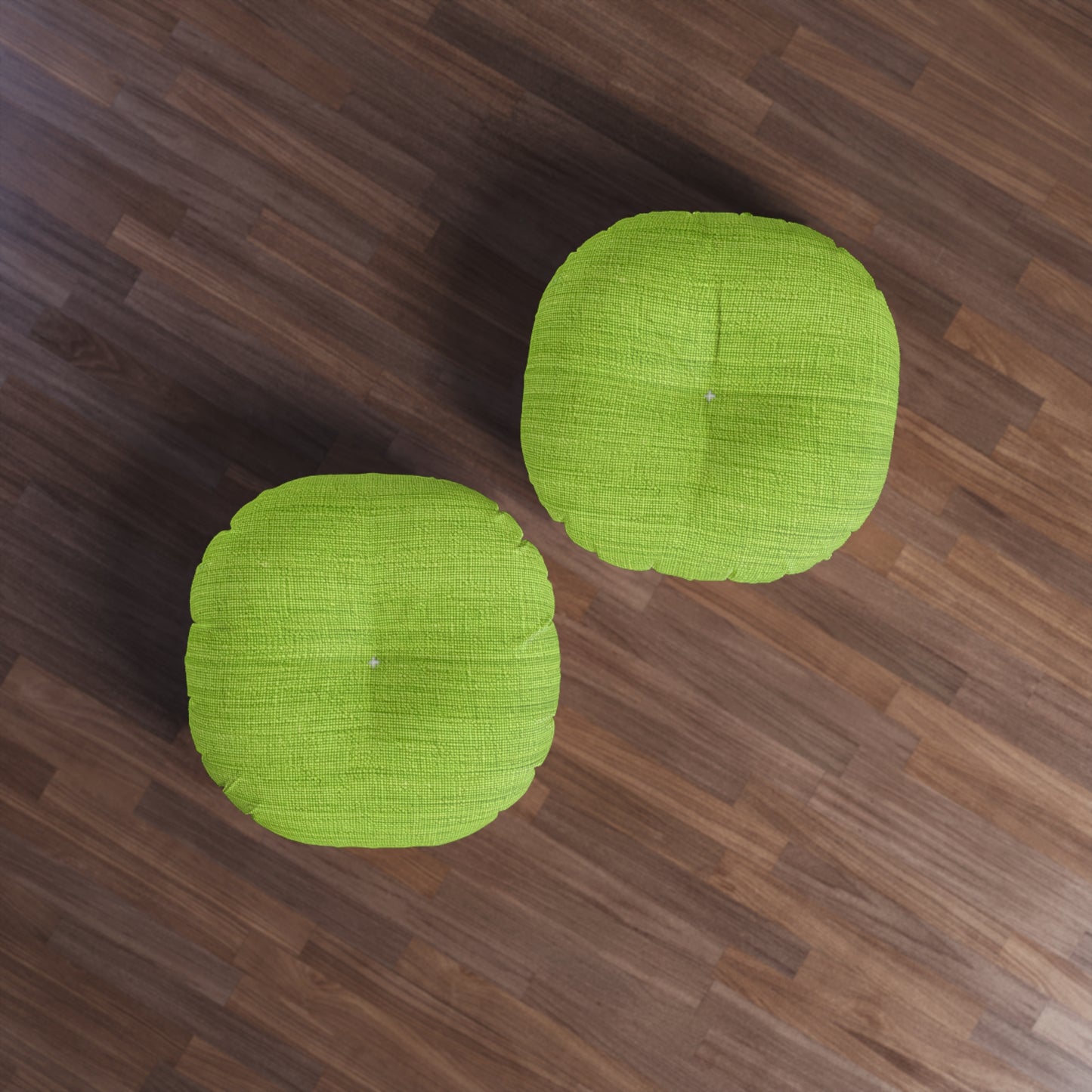 Lush Grass Neon Green: estilo de tela primaveral inspirado en la mezclilla - Almohada de piso capitoné, redonda