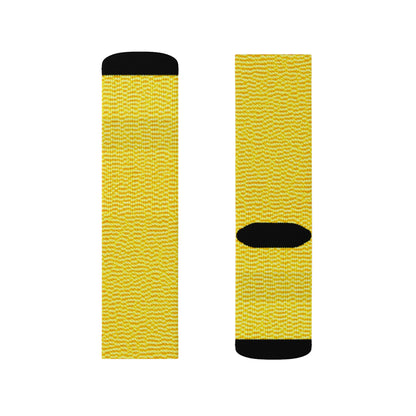 Sunshine Yellow Lemon: Denim-Inspired, Cheerful Fabric - Sublimation Socks